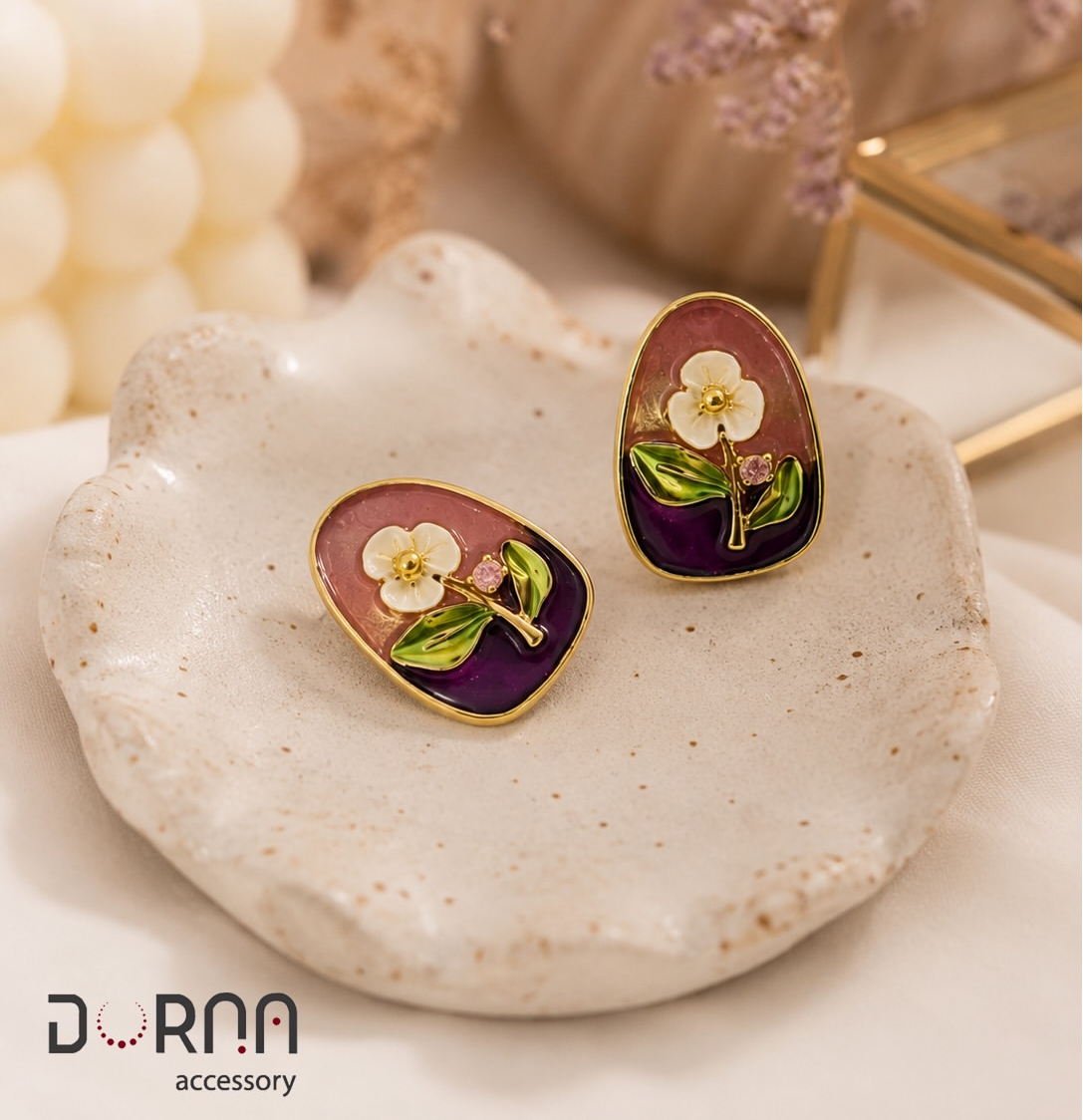 گوشواره میناکاری "ارکید"
